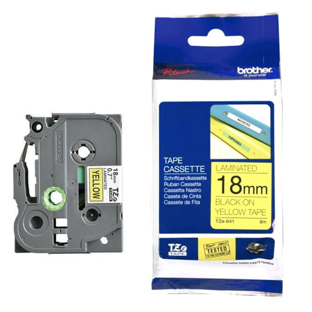 Brother Tape Cassette Black on Yellow 18mm TZE-641